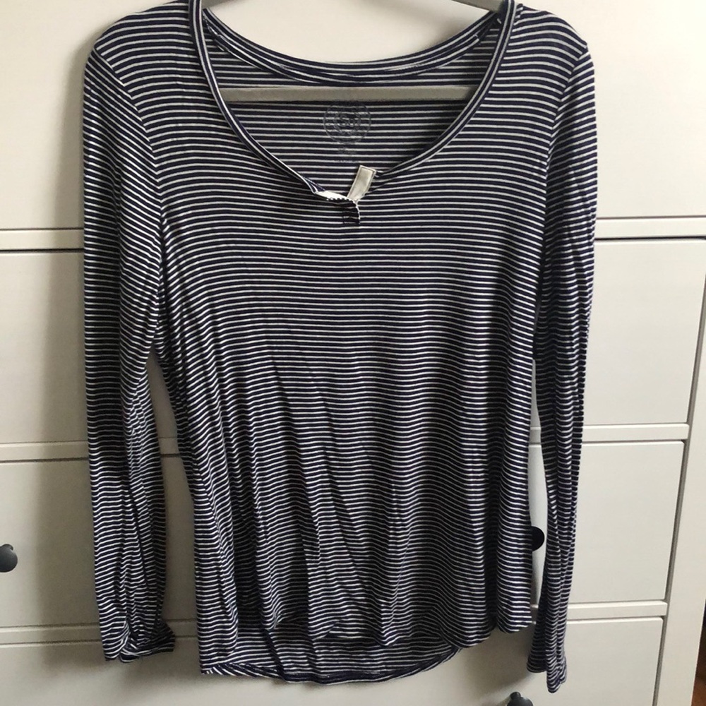 Navy and White Striped Long sleeve shirt SO brand